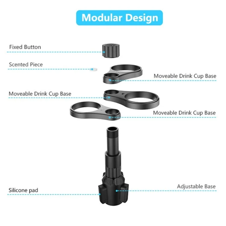 Suporte de Copo de Carro com 3 Posições, Rack de Armazenamento de Bebidas ABS para Veículo, Água, Café, Leite, Chá