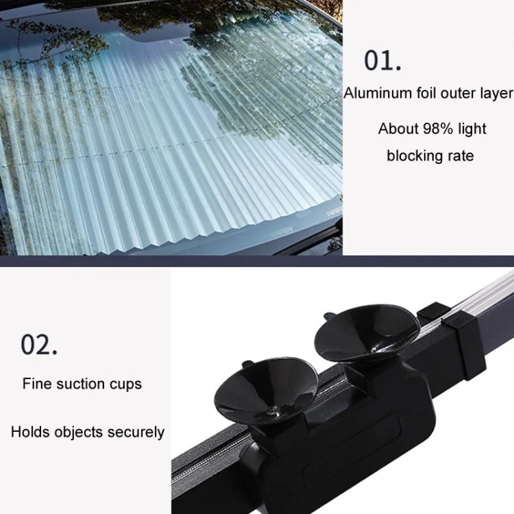 Car Sun Window Shade 80x185cm Car Privacy Shield with 6 Suction Cups