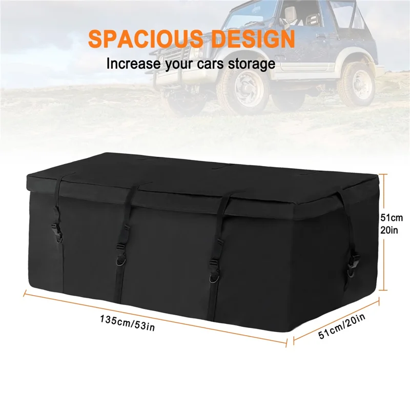 Sac de coffre de voiture pliable en tissu Oxford 600D pour le camping en plein air, 135 * 51 * 51 cm - Noir