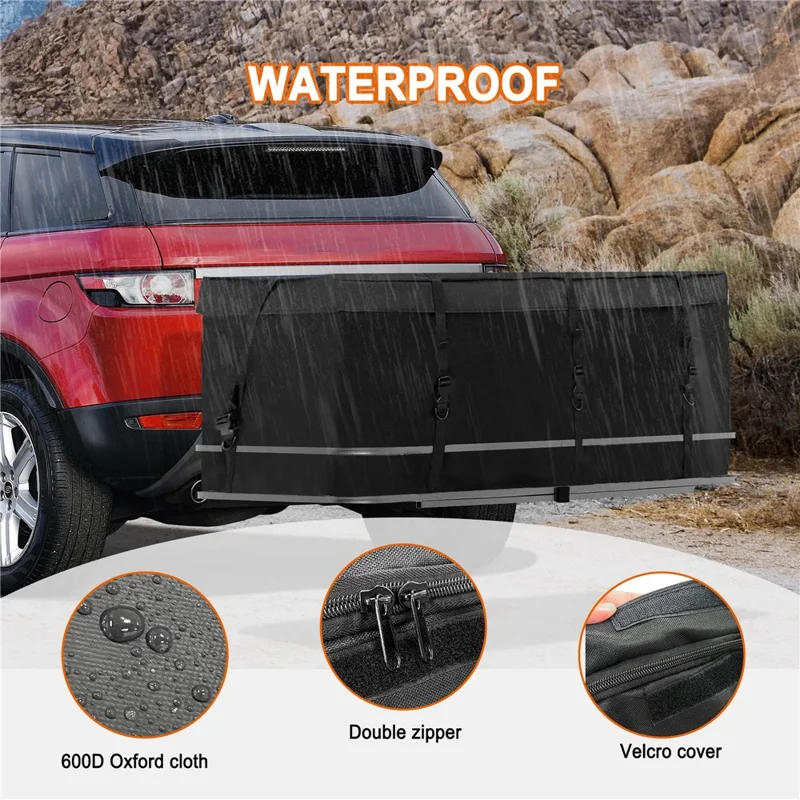 Sac de coffre de voiture pliable en tissu Oxford 600D pour le camping en plein air, 135 * 51 * 51 cm - Noir