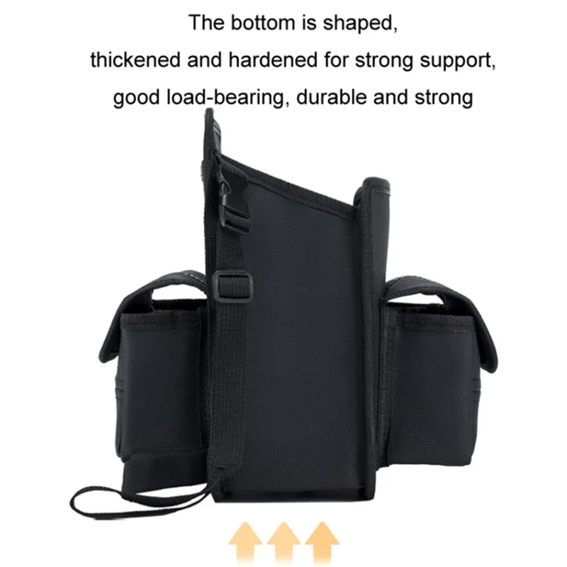 Car Seat Storage Bag Genuine Cow Leather Auto Organizer Holder Between Front Seat - Black with Stripe