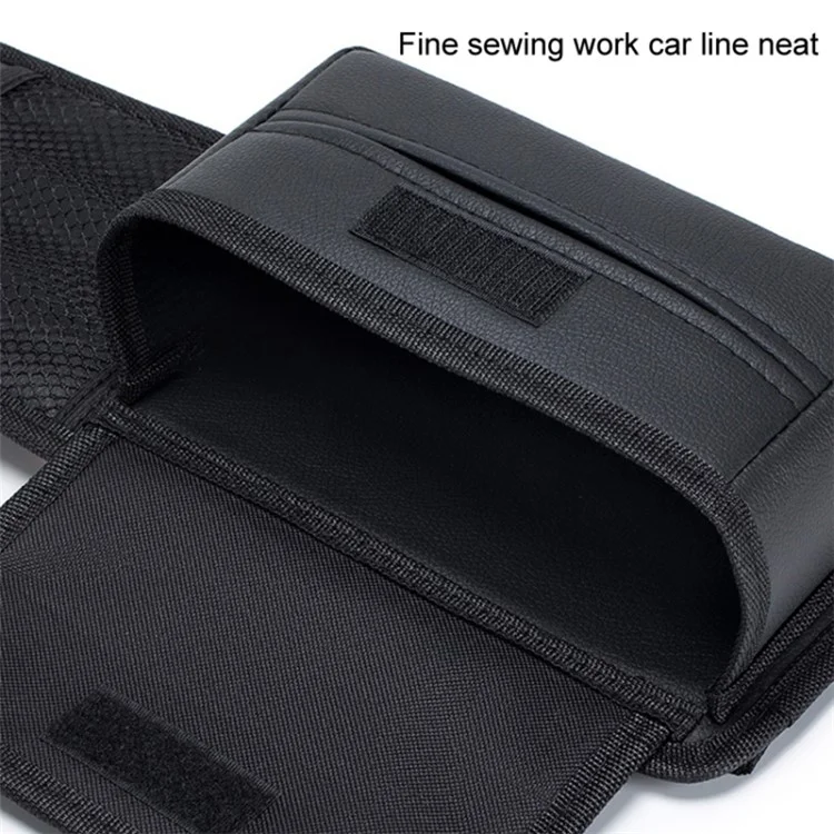 Boîte à mouchoirs en cuir PU pour rangement latéral de siège de voiture - Texture granuleuse