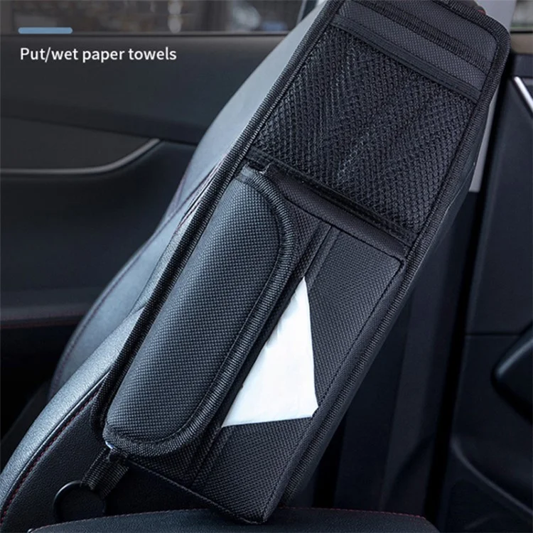 Boîte à mouchoirs en cuir PU pour rangement latéral de siège de voiture - Texture granuleuse