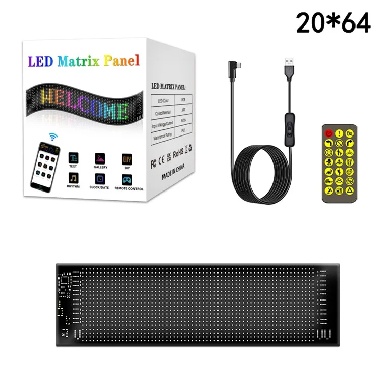 RP1035 102x348mm Pannello LED Flessibile Impermeabile Controllo APP Bluetooth Car Sign
