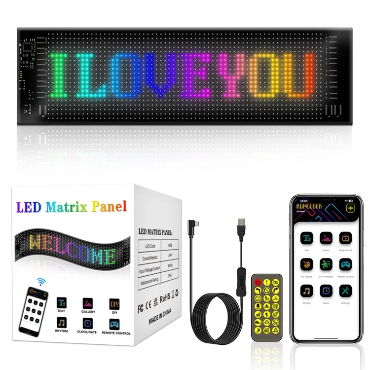 RP1035 102x348mm Pannello LED Flessibile Impermeabile Controllo APP Bluetooth Car Sign
