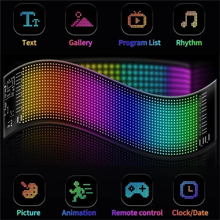 RP1035 102x348mm Pannello LED Flessibile Impermeabile Controllo APP Bluetooth Car Sign