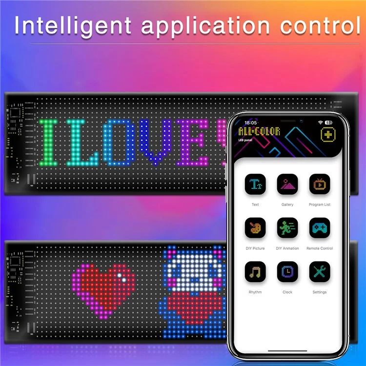 RP1035 102x348mm Pannello LED Flessibile Impermeabile Controllo APP Bluetooth Car Sign