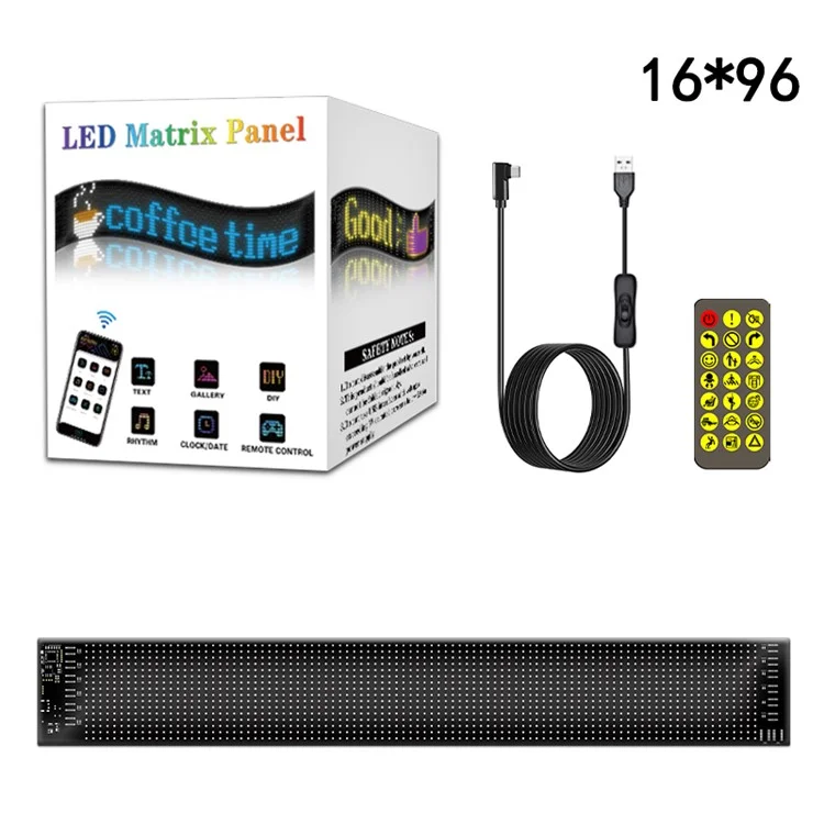 RP1259S Pannello a matrice LED flessibile 120x595mm Schermo di visualizzazione Controllo app Bluetooth LED Car Sign