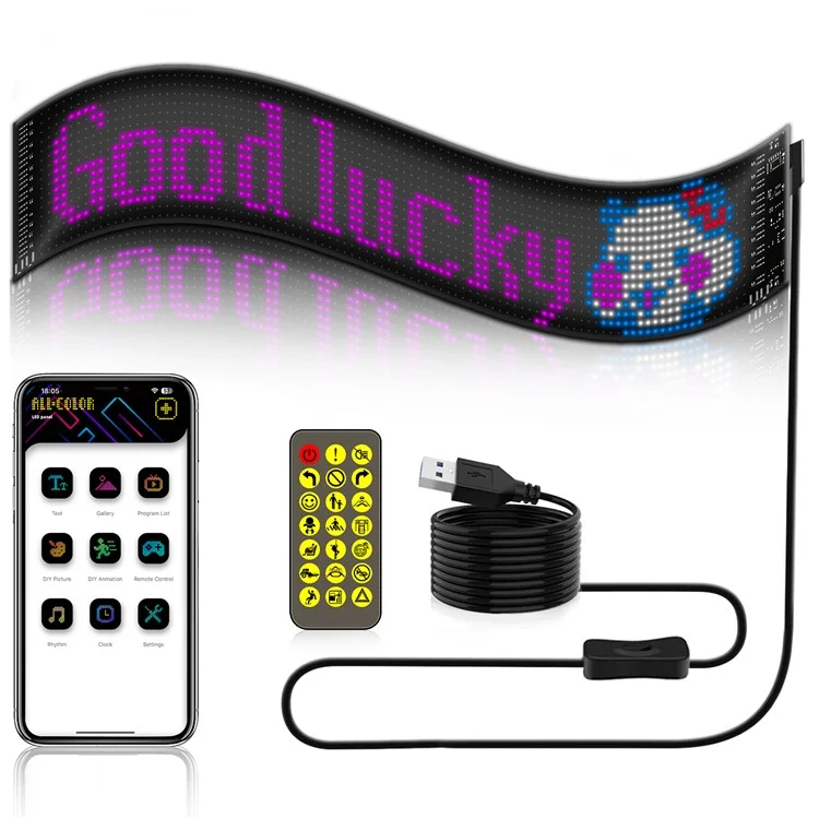 RP1259S Pannello a matrice LED flessibile 120x595mm Schermo di visualizzazione Controllo app Bluetooth LED Car Sign
