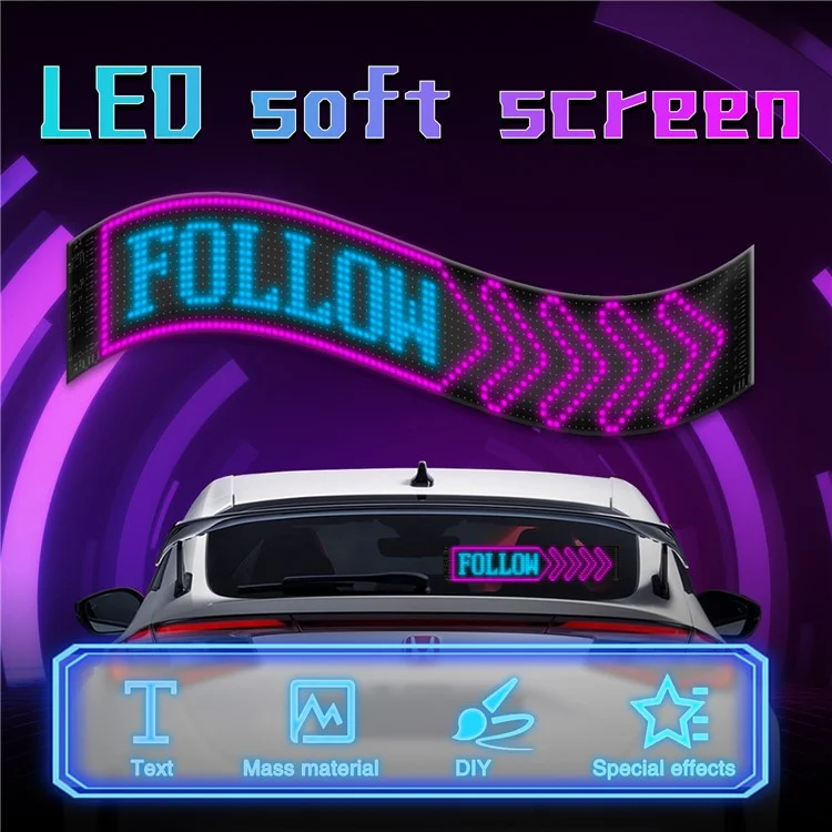 RP1259S Pannello a matrice LED flessibile 120x595mm Schermo di visualizzazione Controllo app Bluetooth LED Car Sign