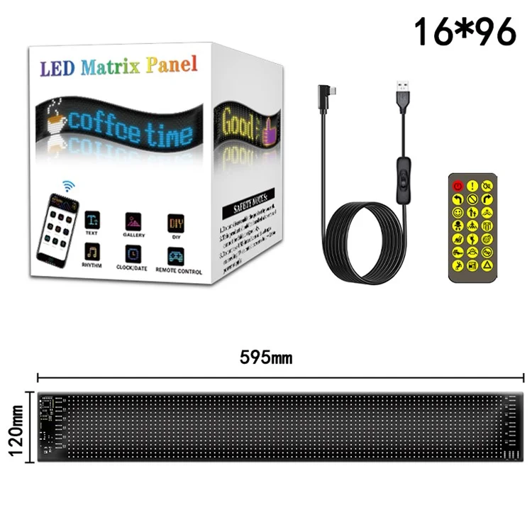 RP1259S Pannello a matrice LED flessibile 120x595mm Schermo di visualizzazione Controllo app Bluetooth LED Car Sign