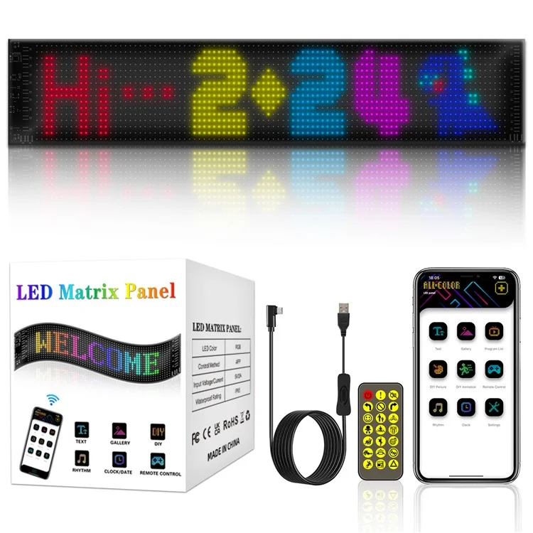 RP1259S Pannello a matrice LED flessibile 120x595mm Schermo di visualizzazione Controllo app Bluetooth LED Car Sign