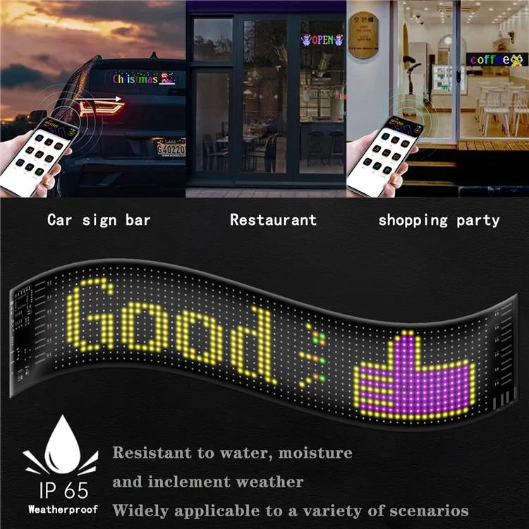 Schermo LED flessibile per il lunotto posteriore dell'auto RP937 Messaggio scorrevole Display APP Control