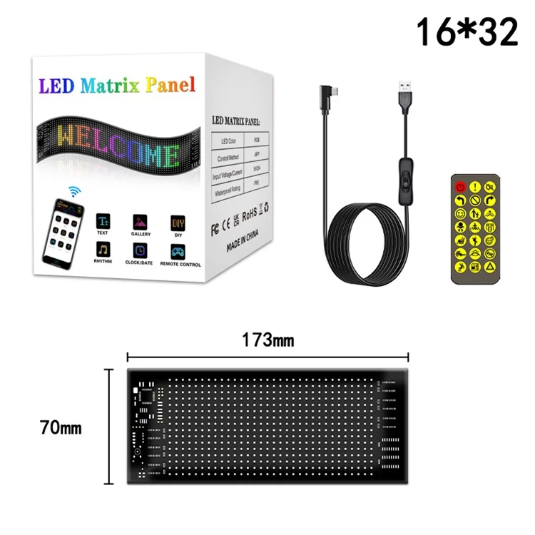 RP717 Pannello LED flessibile da 70x173 mm Impermeabile Controllo Bluetooth APP Car Sign