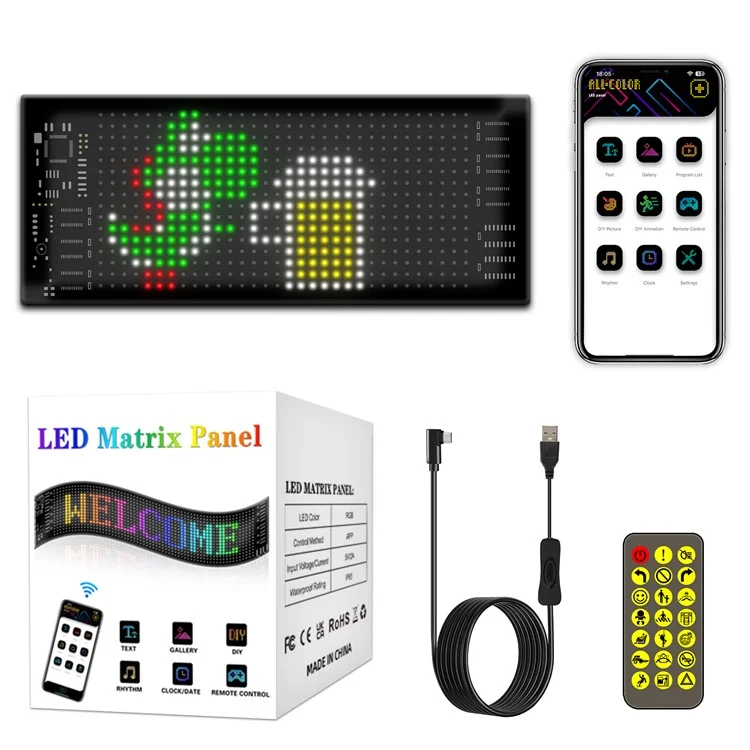 RP717 Pannello LED flessibile da 70x173 mm Impermeabile Controllo Bluetooth APP Car Sign