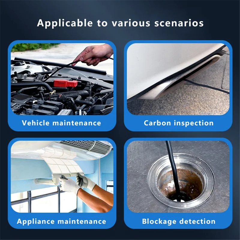 Cámara Endoscópica Industrial Resistente al Agua con Pantalla HD de 4.3 Pulgadas, Lente de 8mm y Cable Duro de 10m