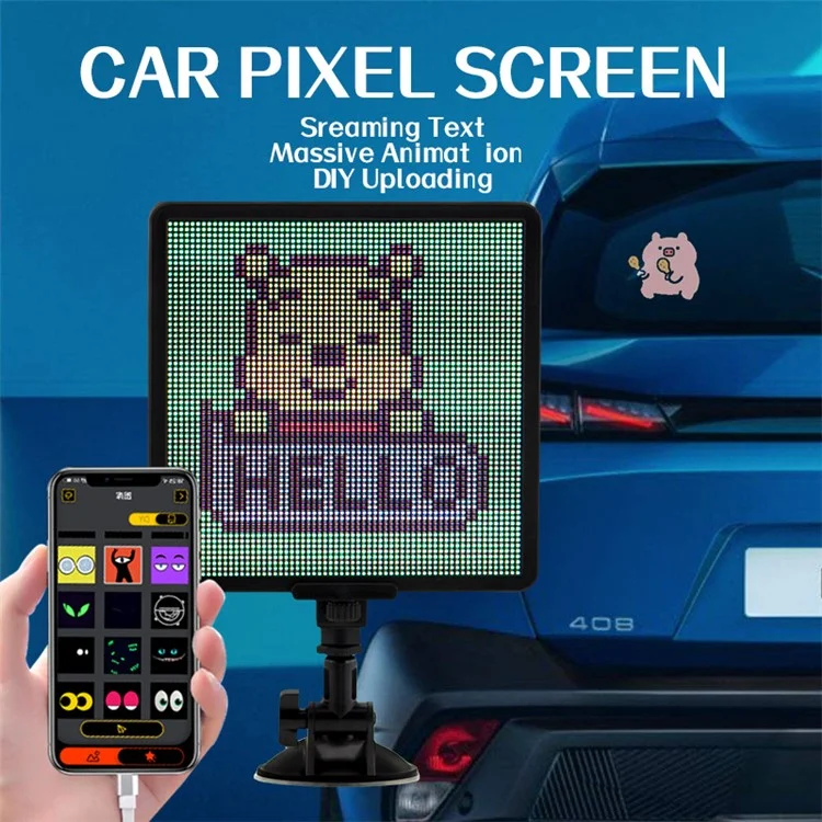 Pantalla de imagen de píxeles del coche P64S Bluetooth Control de aplicación Tablero de mensajes DIY de ventana trasera del coche