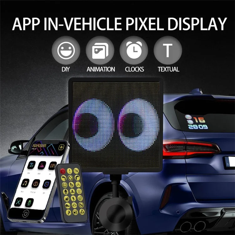 P64SR Schermo di visualizzazione a LED Pixel fai-da-te per auto Controllo app smartphone Cartello luminoso 