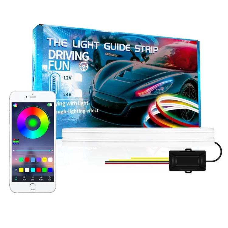 D06-24 2Pcs 60cm Luzes de Tira LED Bluetooth APP Control para Veículos de 24V