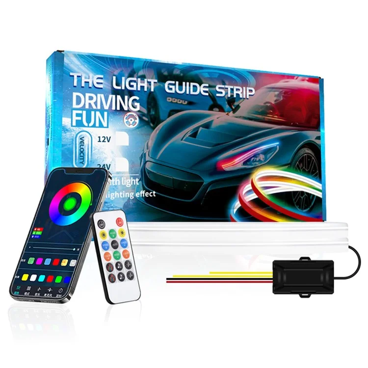 DR06-12 2 Bandes LED d'éclairage Bluetooth avec télécommande pour la décoration de voiture 