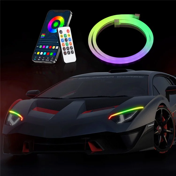 DR06-12 2 Bandes LED d'éclairage Bluetooth avec télécommande pour la décoration de voiture 