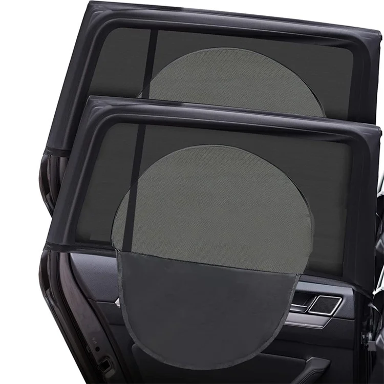 Left+Right Car Rear Window Mesh Curtain Anti-mosquito Sun Shade Window Curtain with Zipper Opening