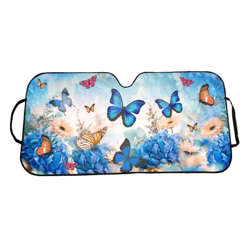70x138cm Car Windshield Sunshade Patterns Print UV Protection Front Window Sun Shade - Colorful Butterfly