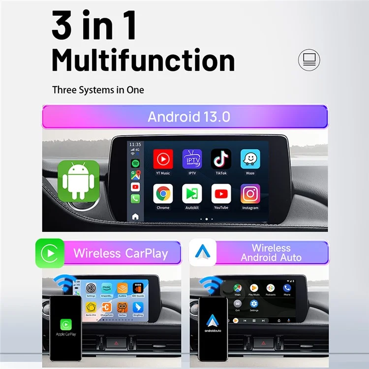 CARLINKIT SDM660 Tbox UHD 8+128GB Android 13 Wireless Carplay Android Auto Adapter Dongle mit HD-Ausgang