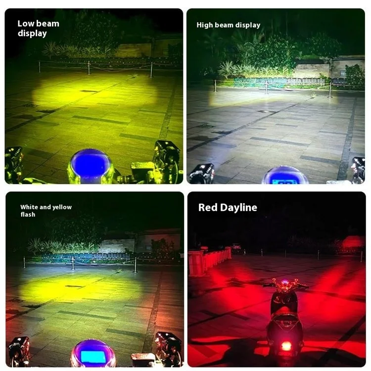 4 Modos Luz de Niebla Auxiliar de Motocicleta LED Motorcy Light 3 Color Luz de Trabajo Externo