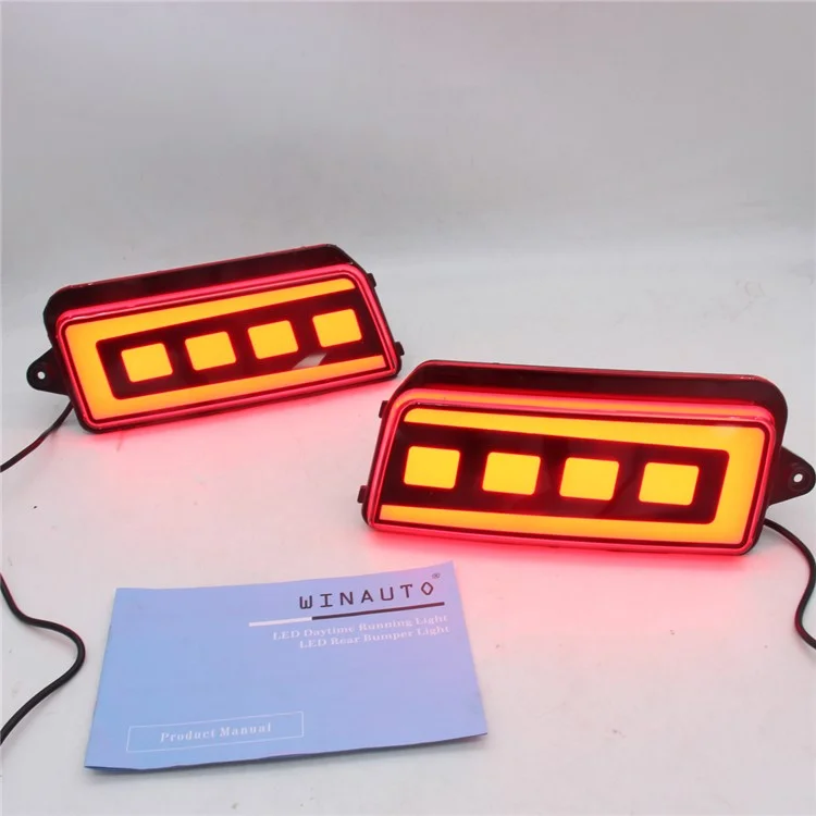 Pour Grand Cherokee 2005-2010 1 Paire Voiture Arrière Pare-chocs Clair LED Rouge DRL Turn Signal Lampe de Freinage - Rouge