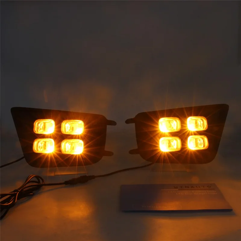 For Toyota Tacoma 2012-2015 1 Pair Car DRL Fog Light Waterproof White+Yellow LED Turn Signal Lamp