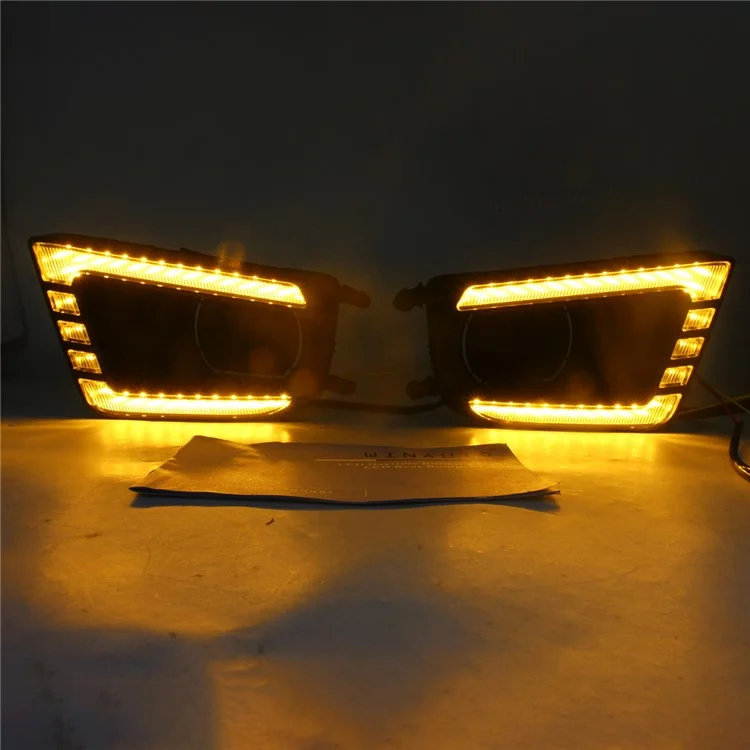 For Toyota Tacoma 2012-2015 1 Pair Car DRL Light Bright White+Yellow LED Turn Signal Fog Lamp