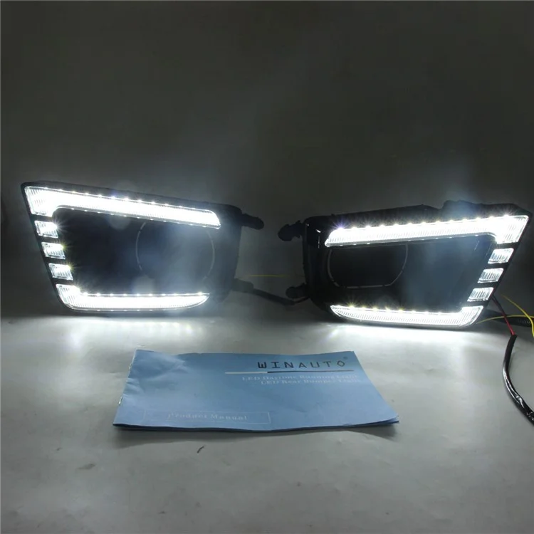 For Toyota Tacoma 2012-2015 1 Pair Car DRL Light Bright White+Yellow LED Turn Signal Fog Lamp