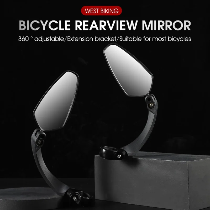 WEST BIKING 1Pc YP0720033 Electric Bike Rearview Mirror HD Adjustable Angle for Bicycle Handlebar - Left