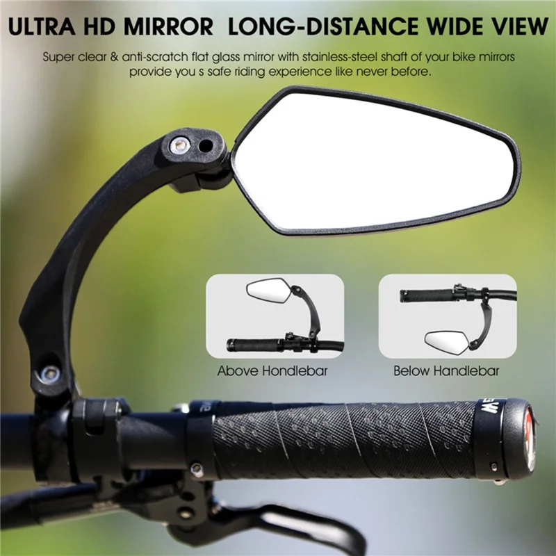 WEST BIKING 1Pc YP0720033 Electric Bike Rearview Mirror HD Adjustable Angle for Bicycle Handlebar - Left