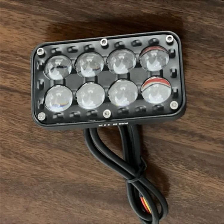 JP-V68 Motorcycle Truck Off-Road Vehicle LED Spotlight Yellow+White Strobe Red+Blue Warning Headlight