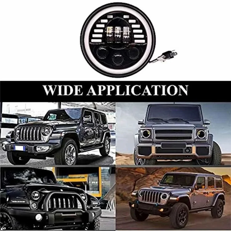 7-inch Car SUV Off-Road Motorcycle High Low Beam Light Halo Angel Eyes LED Round DRL Turn Signal Light