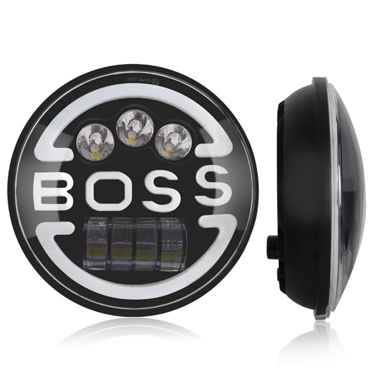 Faro delantero de 7 pulgadas para Wrangler Harley Motorcycle Boss, haz alto y bajo con ojo de ángel LED circular
