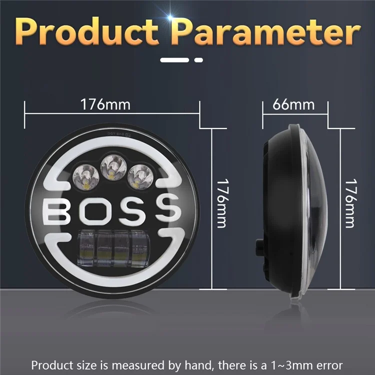 Faro delantero de 7 pulgadas para Wrangler Harley Motorcycle Boss, haz alto y bajo con ojo de ángel LED circular