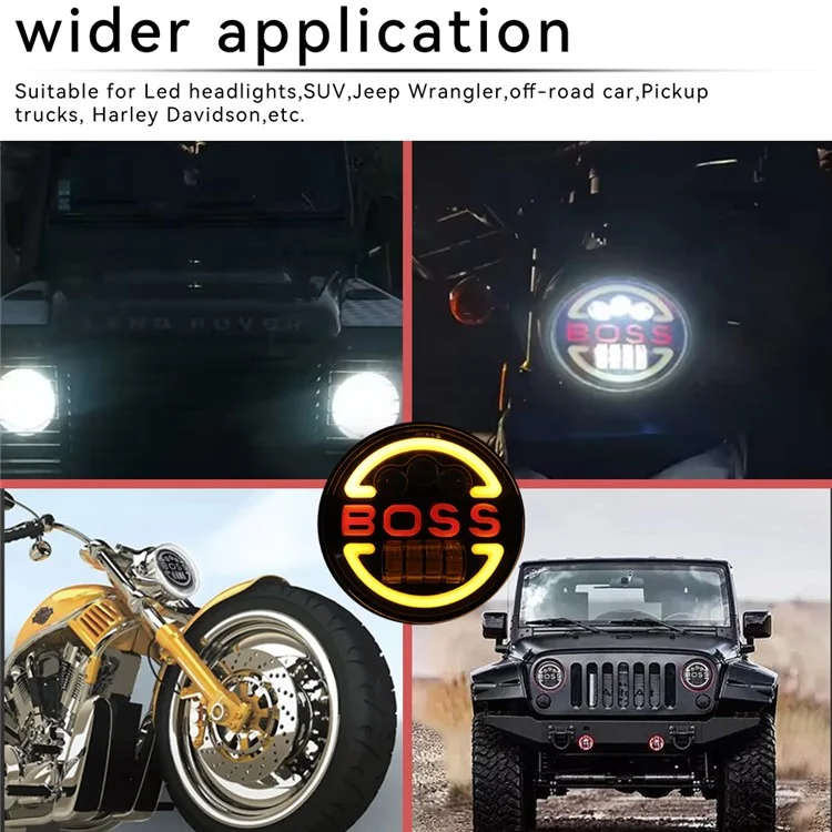 Faro delantero de 7 pulgadas para Wrangler Harley Motorcycle Boss, haz alto y bajo con ojo de ángel LED circular