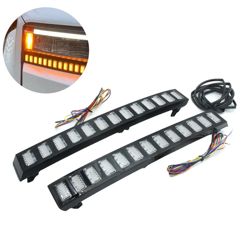 WINAUTO MCL1008AYB Für Prado 2024 Dreifarbige LED-Tagfahrlichter mit fließendem Blinkersignal