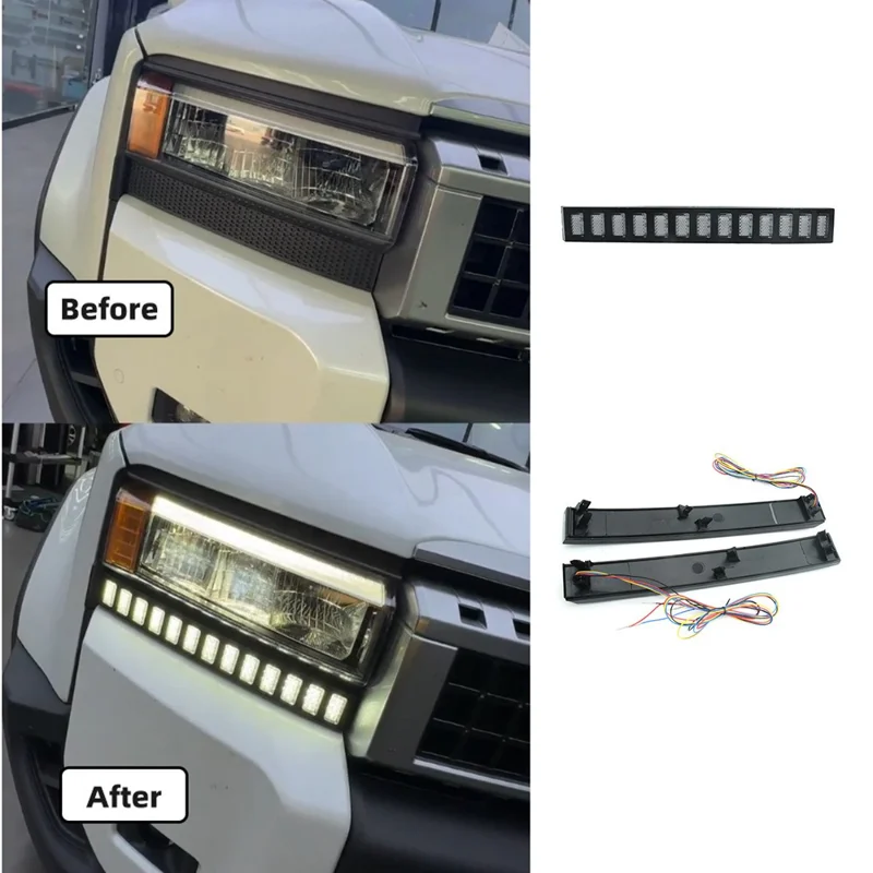 WINAUTO MCL1008AYB Für Prado 2024 Dreifarbige LED-Tagfahrlichter mit fließendem Blinkersignal