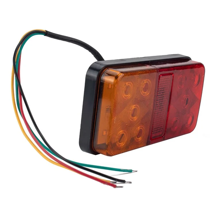 Kit de Feux Arrière A4136 à 10 Led Pour Camion 12v, Remorque, Véhicules Signal de Tour de Virage Étanche Avec Plaques Réfléchissantes / Lampes Latérales / Éclairage de la Plaque D'immatriculation - Type G Set