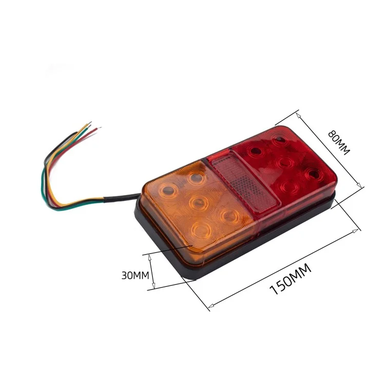 A4138 10-LED Trailer Tail Light Kit for 12V Truck Vehicles Water Resistant Turn Signal Light with Cable Ties - Type H Set