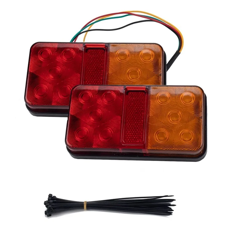 A4138 10-LED Trailer Tail Light Kit for 12V Truck Vehicles Water Resistant Turn Signal Light with Cable Ties - Type H Set