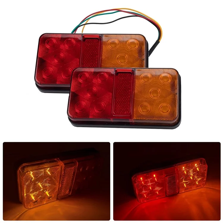 Kit de feux arrière à 10 LED A4135 pour camion de 12 V, remorque, véhicules Ensemble de feux de direction résistant à l'eau avec câble à 5 noyaux de 8 m / feu de position / feu de plaque d'immatriculation - Type F Set