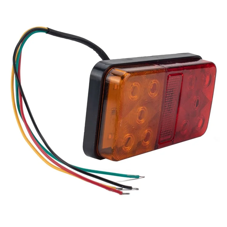 Kit de feux arrière à 10 LED A4135 pour camion de 12 V, remorque, véhicules Ensemble de feux de direction résistant à l'eau avec câble à 5 noyaux de 8 m / feu de position / feu de plaque d'immatriculation - Type F Set