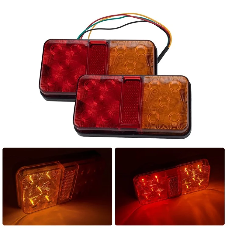 A4133 Kit de Feux Arrière à 10 Lel Résistant à L'eau Pour Camion 12v, Véhicules de Remorque Tournez le Signal Avec un Câble de 8 m de 5 Mètres / Attaches de Câble / Éclairage de la Plaque D'immatriculation - Type D Set