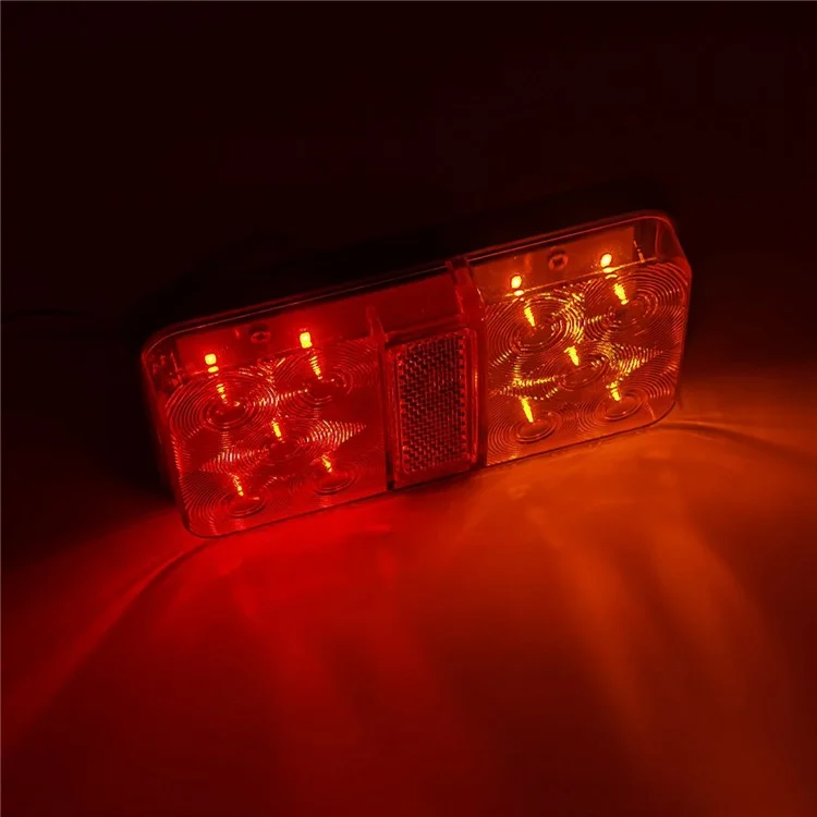 A4133 Water Resistant 10-LED Tail Light Kit for 12V Truck, Trailer Vehicles Turn Signal Light with 8m 5-Core Cable / Cable Ties / License Plate Light - Type D Set