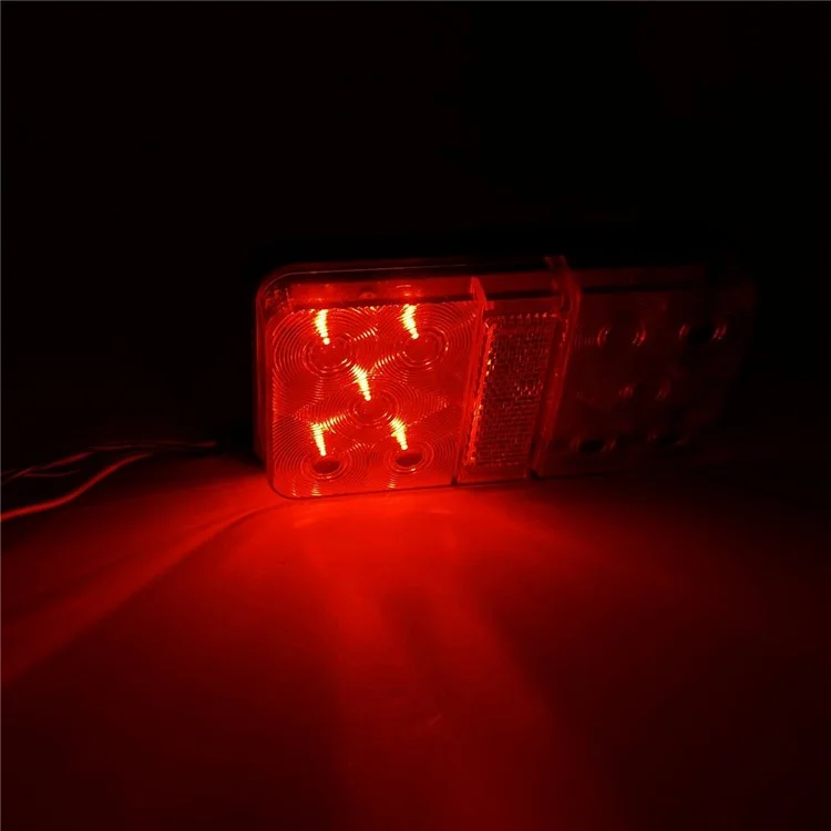 A4133 Water Resistant 10-LED Tail Light Kit for 12V Truck, Trailer Vehicles Turn Signal Light with 8m 5-Core Cable / Cable Ties / License Plate Light - Type D Set